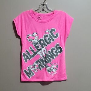 Justice Hot Pink 'Allergic to Mornings' Tee Size 10
